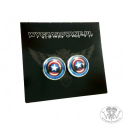 Kolczyki sztyfty grafika Captain America - kaboszon szklany